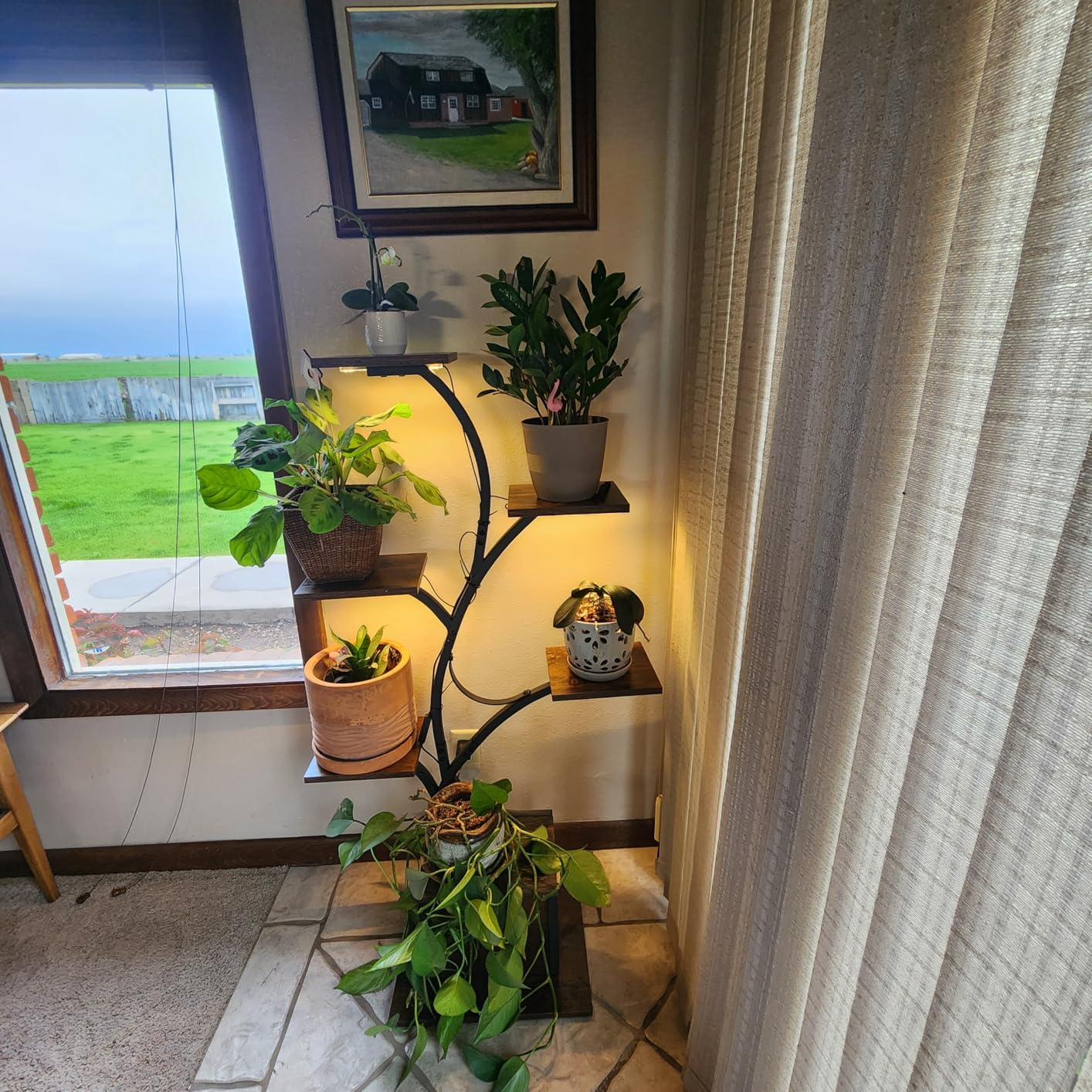 LumiPlant naast een raam en gordijn