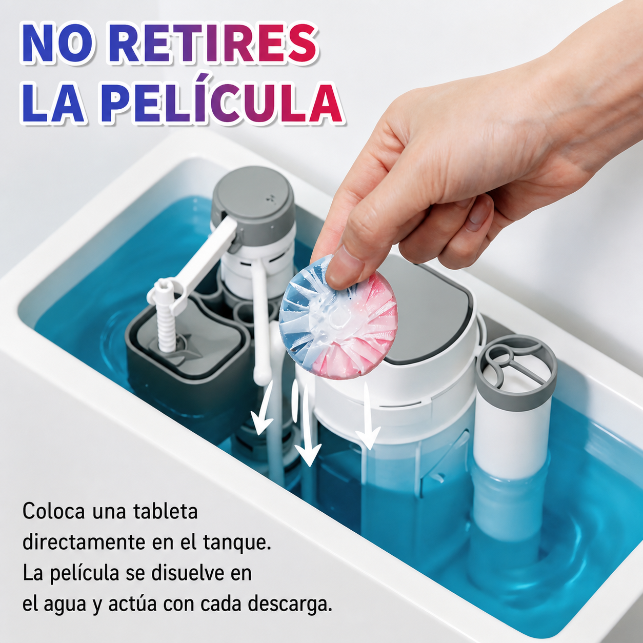 Película soluble: colocar directamente en el tanque