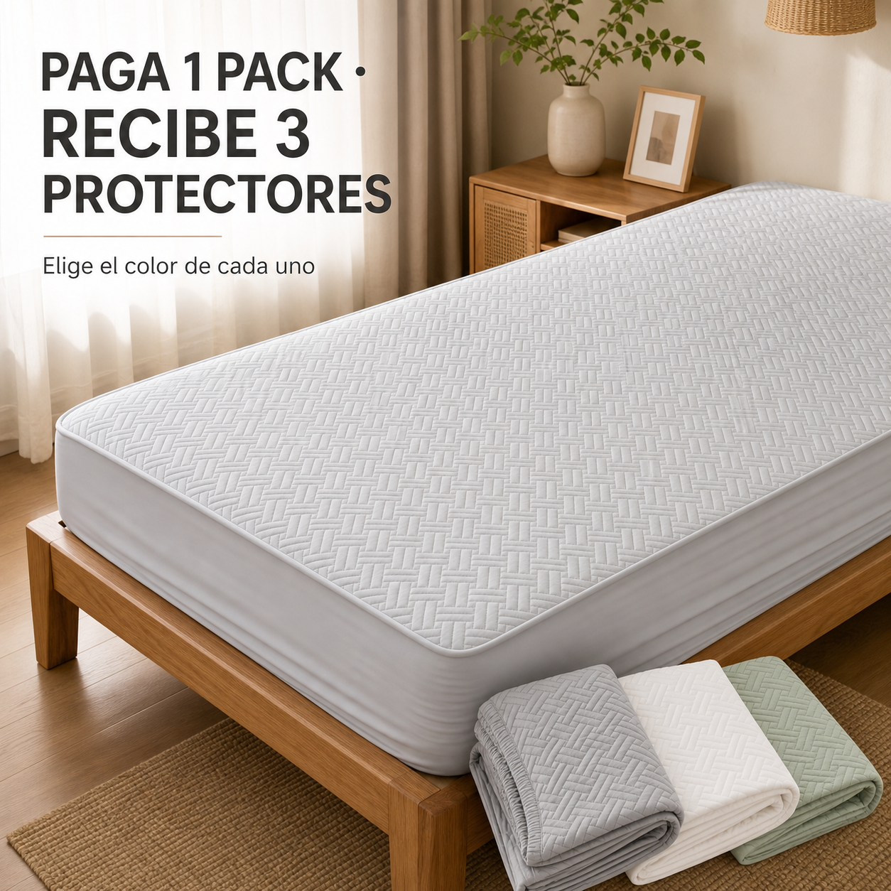 Pack 3 protectores de colchón impermeables — imagen 1