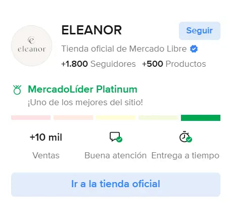 Tienda oficial Eleanor en de marktplaats con reputación MercadoLíder Platinum