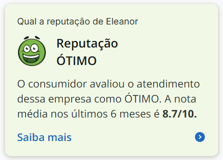 Reputação da Eleanor avaliada como ótimo