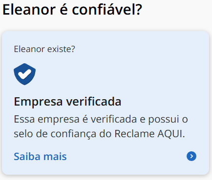 Eleanor é confiável? Empresa verificada no Reclame Aqui